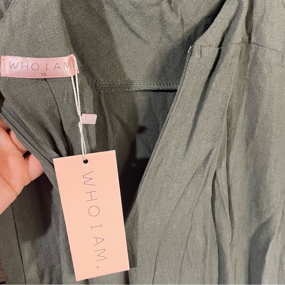 Who I Am cowl neck relaxed jumpsuit crisscross back olive green Size 10 - Picture 4 of 14